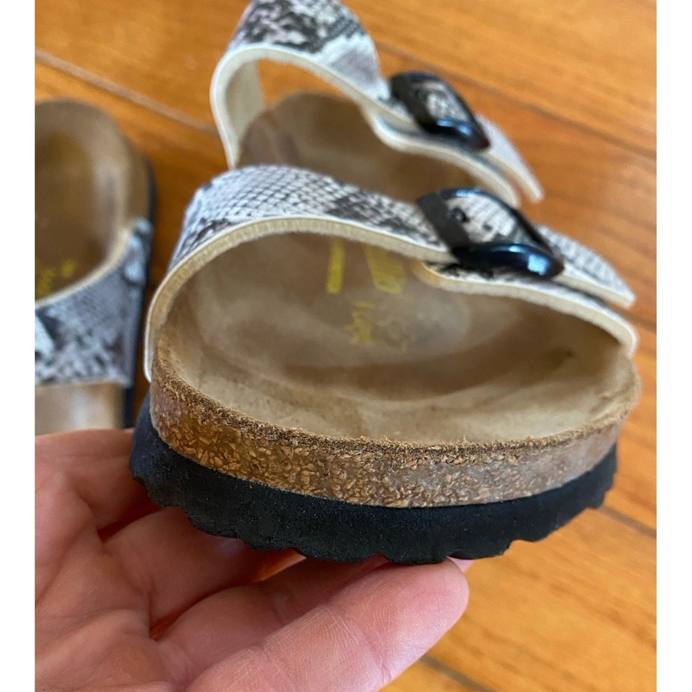 Birkenstock Papillio Size 38 7 Snakeskin Python Sydney Sandals Black White - Picture 5 of 8